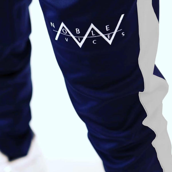 Noble Vices Navy Blue Long Drawstring Track Pants