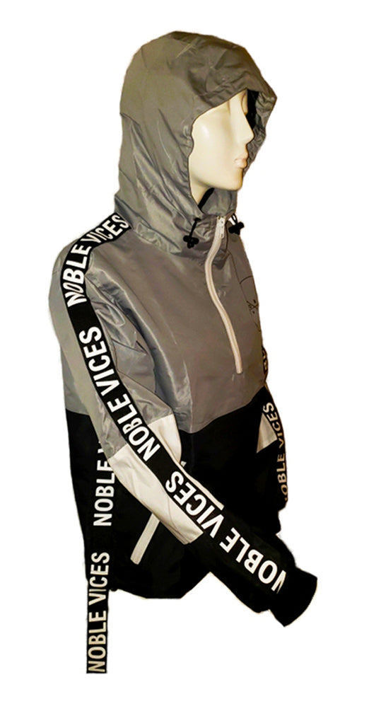 Noble Vices Logo Strap Windbreakers Collection - Gray/Black & White