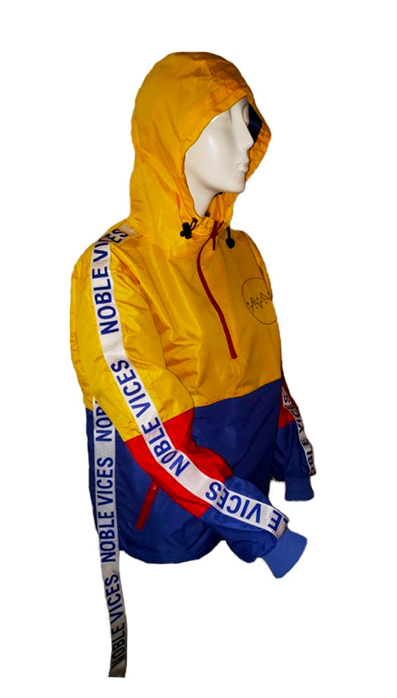 Noble Vices Logo Strap Windbreakers Collection - Yellow/Blue & Red