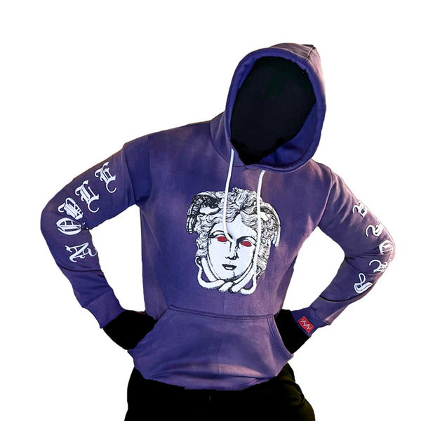 "PURPLE MEDUSA" PUFFER PRINT HOODIE