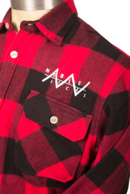 Noble Vices Heavy Duty Long Sleeve Flannel Shirt (Red)