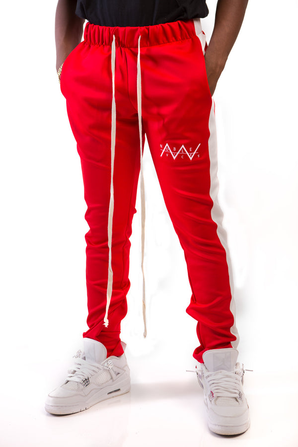 Red Long Drawstring Track Pants