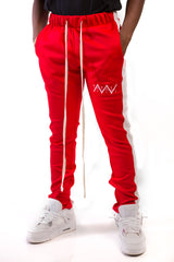Red Long Drawstring Track Pants