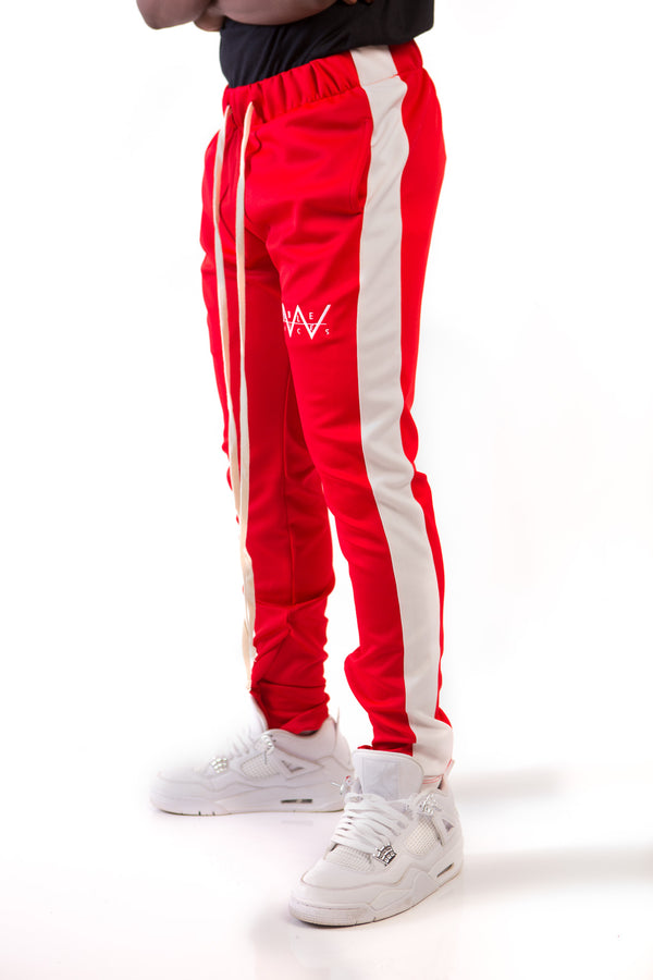 Red Long Drawstring Track Pants
