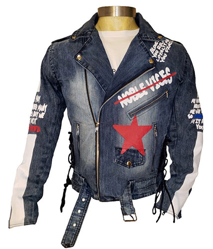 Noble Vices Quote Motor Jean Jacket