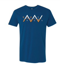 Noble Vices Navy Blue Shirt Orange and White Print