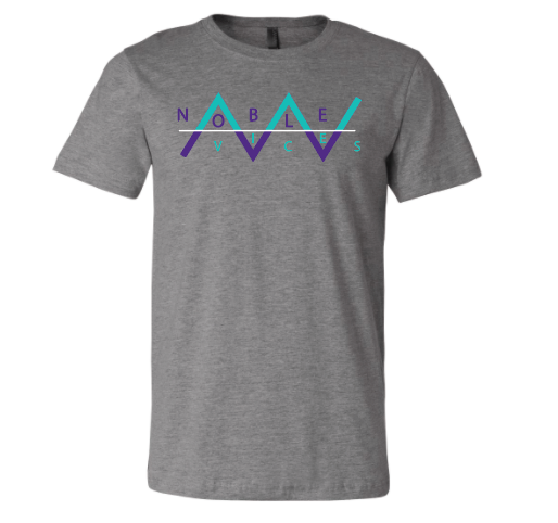 Noble Vices Grape and Teal Print on Grey T-shirt